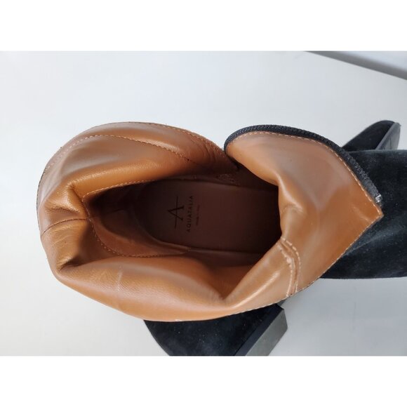 AQUATALIA Womens Shoes Waterproof Block Heel Bootie Black Suede Sz 7.5 Side Zip - Picture 11 of 13